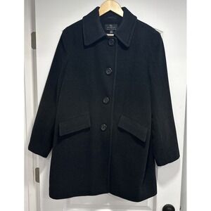 Collection by Gallery Y2K Black Wool Blend Jacket Swing Coat Women's XL Pocket